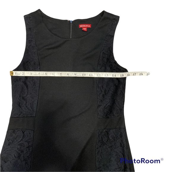 MERONA Little Black Dress Size Medium Simple But Elegant Lace Panels - Picture 12 of 16